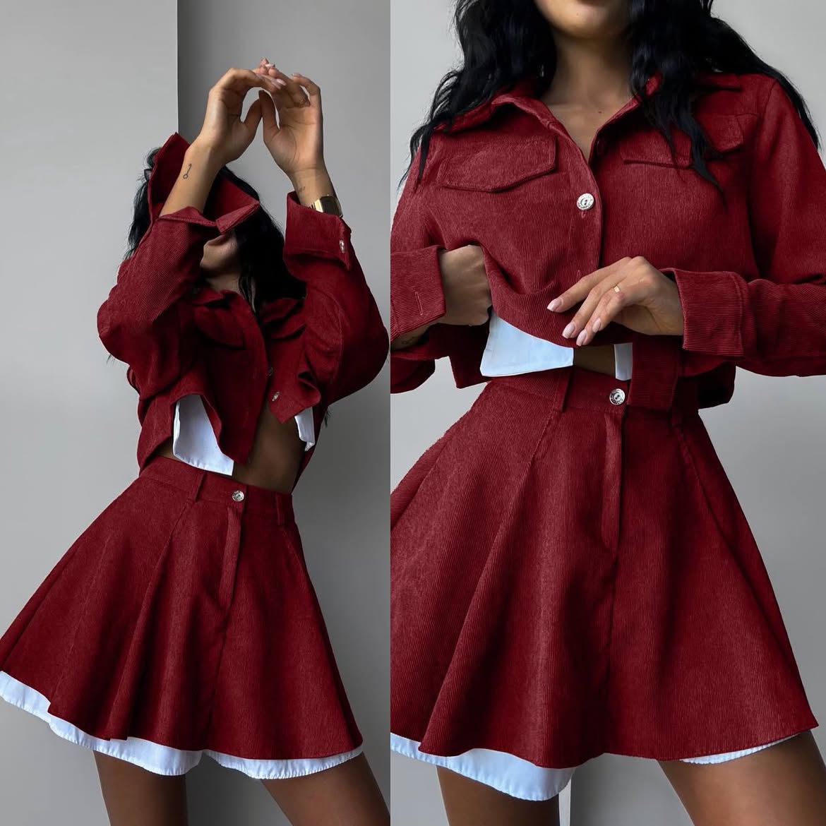 Костюм из микровельвета с юбкой-шортами — City Velvet